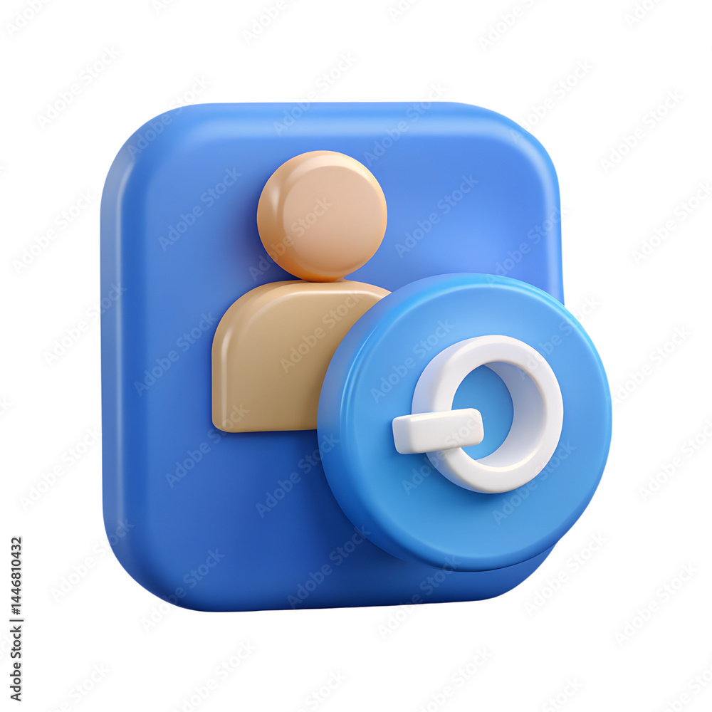 Poster blue social media contact block notification with rounded edges high quality 3d rendering icon on