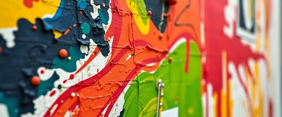 close up of a colorful painted wall