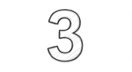 Fototapeta premium Number Three Sketch - Simple Graphic Illustration