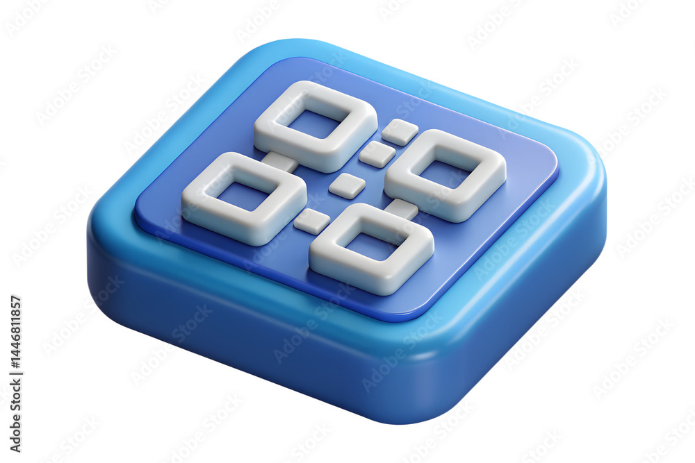 Poster high quality 3d rendering icon featuring a blue platform and white square network nodes on a backgro
