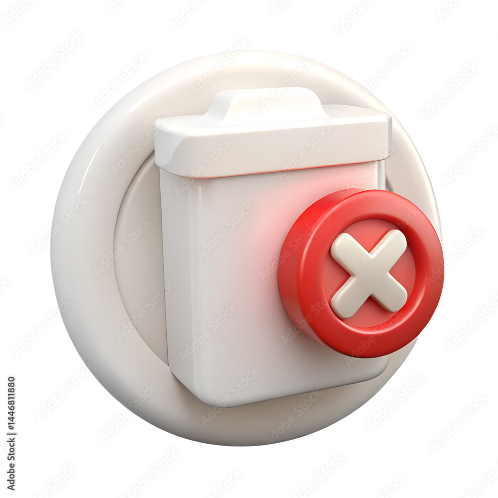 Poster high quality 3d rendering icon featuring a delete button representing cancellation removal and the c
