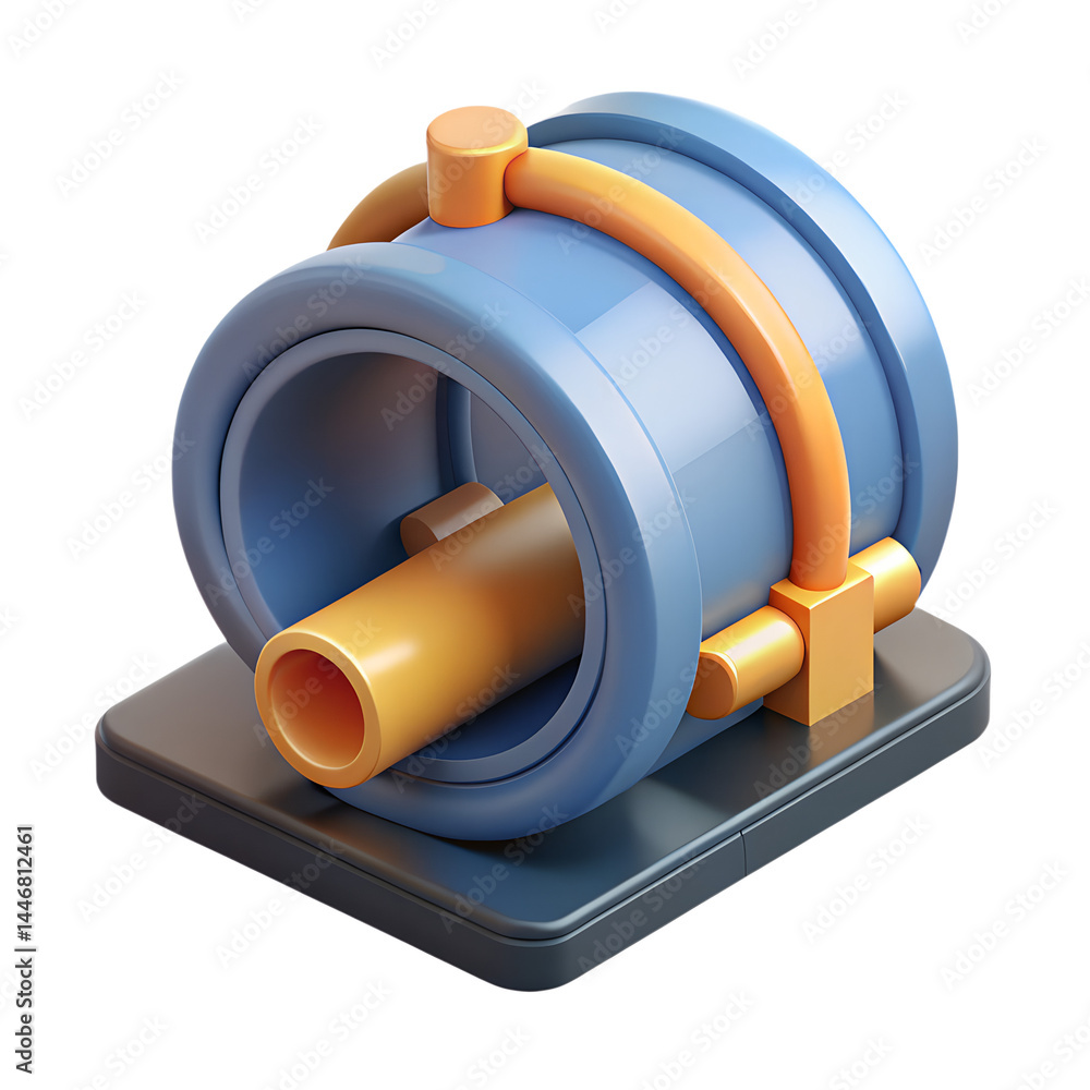 Poster high quality 3d rendering icon of a blue and orange abstract shape on a background