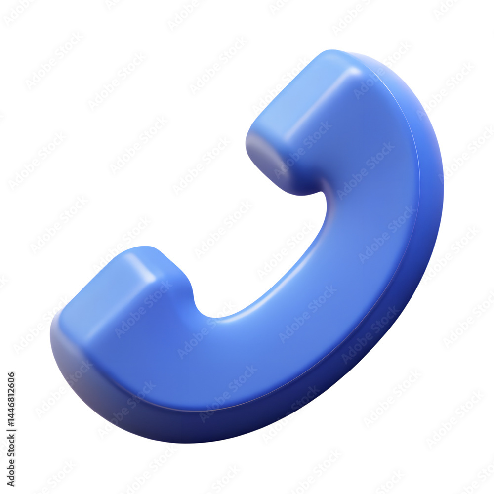 Poster high quality 3d rendering icon of a blue retro telephone receiver on a isolated background perfect f