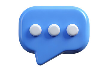 High quality 3d rendering icon of a blue speech bubble with white dots symbol communication progress isolated