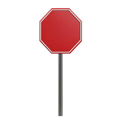  Blank red stop sign on pole isolated [Transparent Background PNG].
