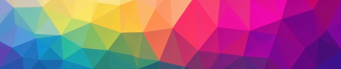 Fototapeta premium Triangular facets forming rainbow gradient on low poly background, colorful, geometric, abstract