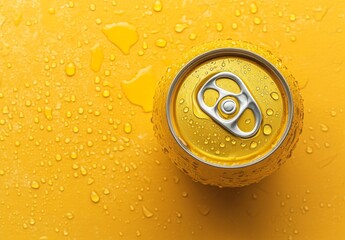 Cool, yellow can with condensation