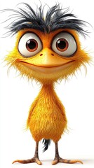 Fototapeta premium Cute Yellow Fluffy Baby Bird Cartoon Character