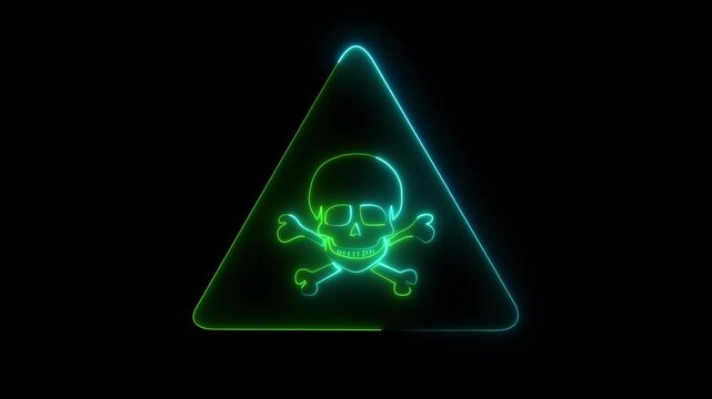warning sign with skull symbol glowing lines  3cona vitra denger.