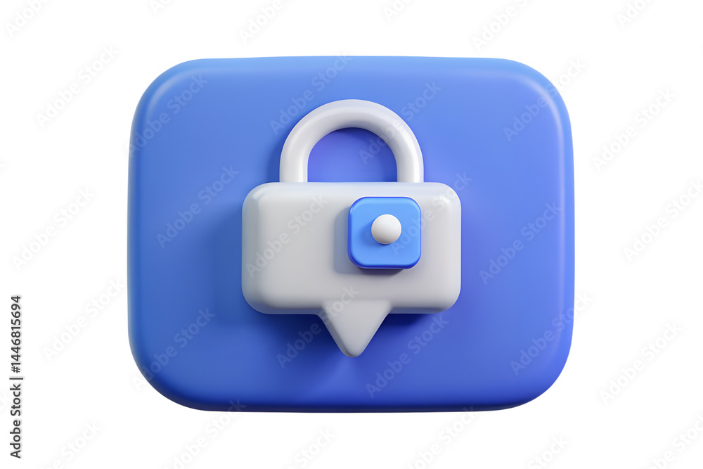 Poster high quality 3d rendering icon showcasing message security protection,communication privacy,safe con