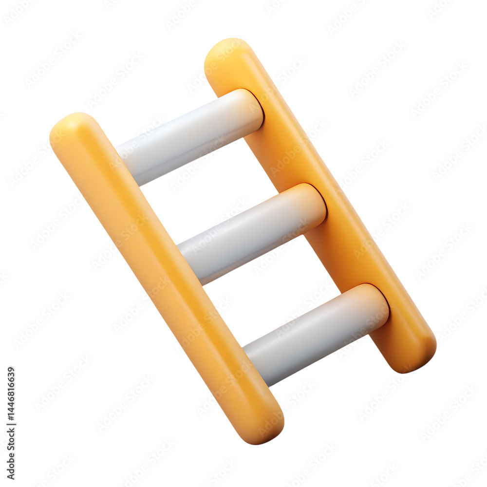 Poster minimalist style stairway high quality 3d rendering icon with yellow frame and white steps on backdr