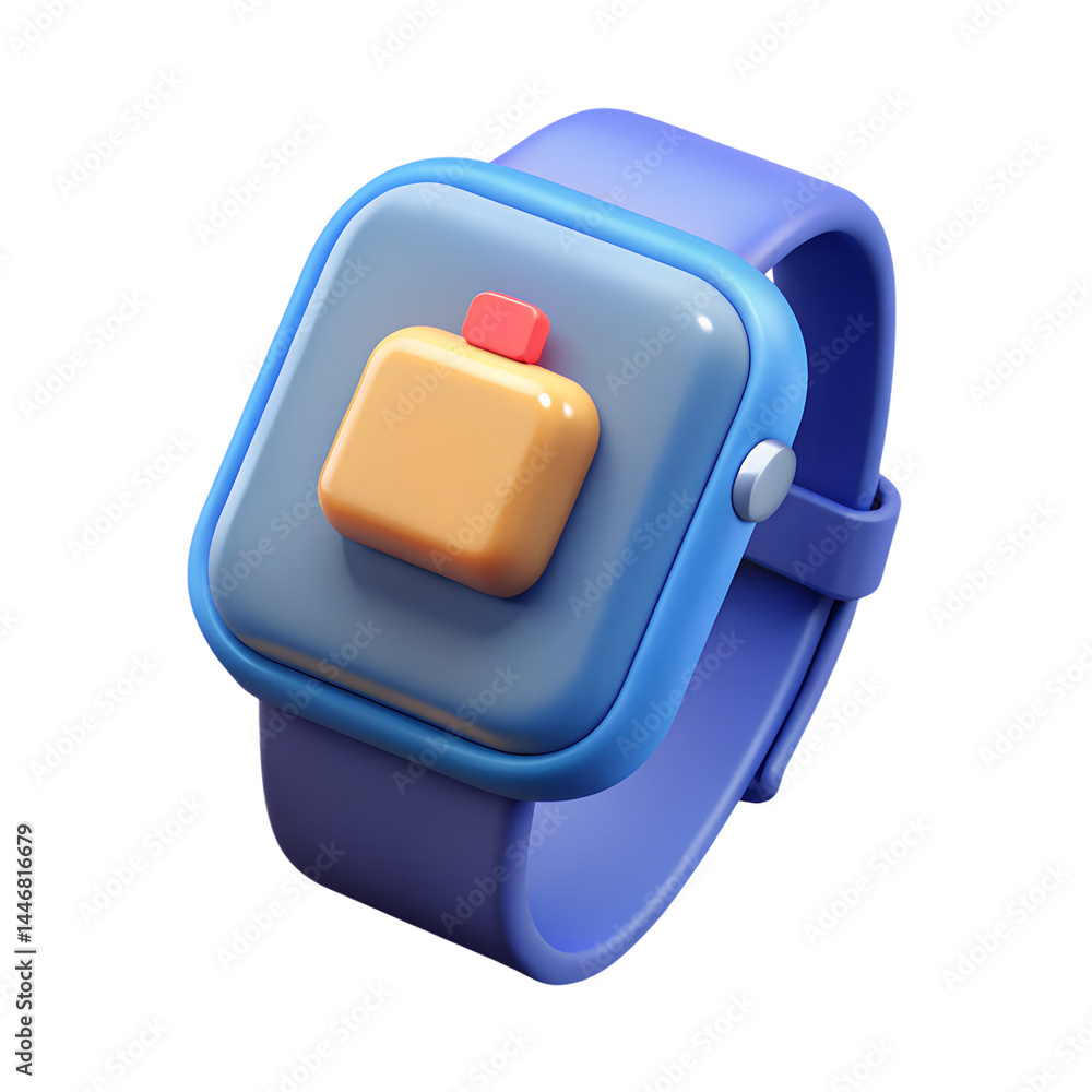 Poster modern blue smartwatch with app notification displayed in high quality 3d rendering icon isolated on
