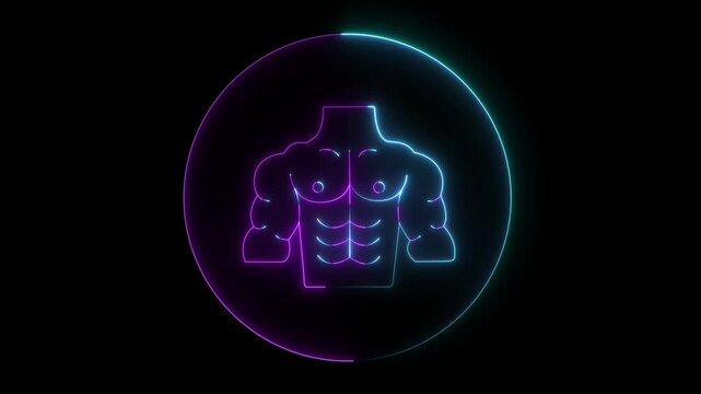 Glowing neon breast   icon isolated on black background.  Video motion graphic animation bode icon.