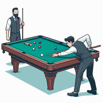 men playing pool on green table clip art preview