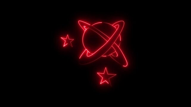 Star neon sing star bitto icon animation on background. 