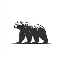 Fototapeta premium Black Bear Silhouette Illustration on White Background