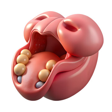 Tonsils with Tonsil Stones: 3D Anatomical Illustration