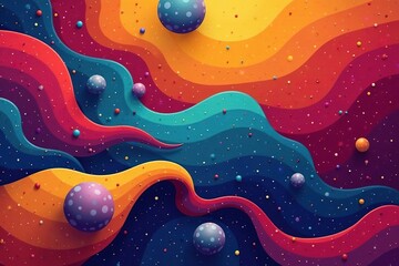 Geometric abstract shapes, vibrant colors, bold lines, lines, circles, abstract