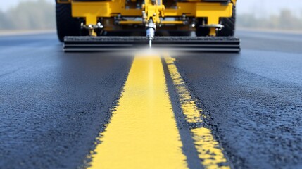 Precision Road Marking: Asphalt Line Painting Machine in Action