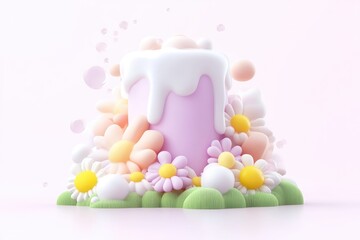 Pastel-colored cake with flowers