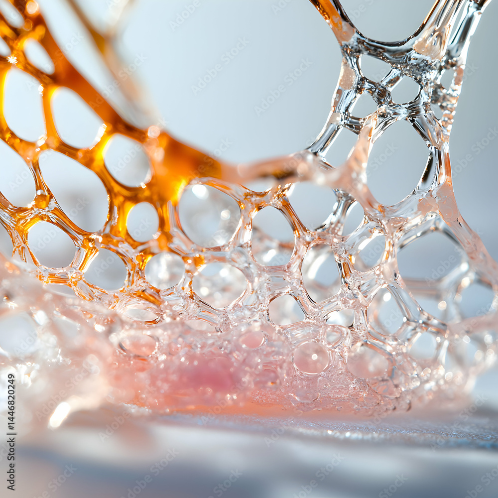 Poster abstract structure resembling a network of interconnected cells. possible uses for scientific illust