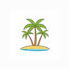Obraz premium vector model illustration of a tropical island icon logo on isolated white