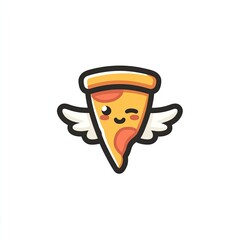 Cute pizza slice with wings, a whimsical design.