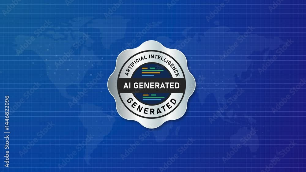 Aufkleber ai generated silver emblem label for product generate by artificial intelligence blue background wor