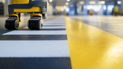 Floor Cleaning Machine on Marked Parking Garage Floor