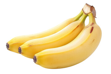 Close-up view of a cluster of three yellow bananas, showcasing their smooth skin and natural colors against a black backdrop.  The bananas appear fresh and ripe.