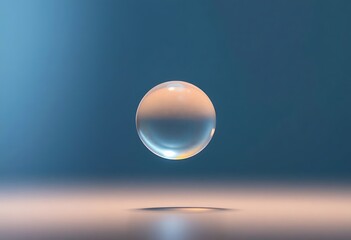drop of water on a table with a blue background