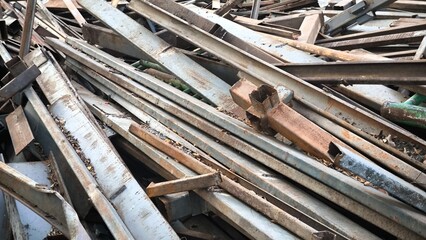Scrap metal from building construction. Development concept for environmental conservation.