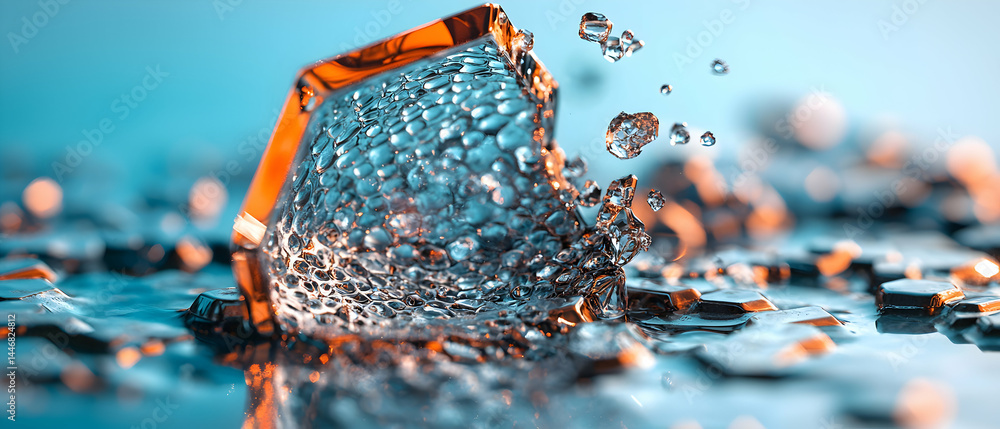 Poster abstract image showcasing a fragmented water structure with captivating colors and lighting. perfect