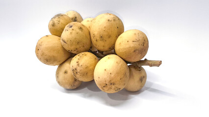 Longkong on white background. Fruit in Thailand.