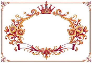 Elegant vintage floral frames, royal crowns, stars, filigree, ornate banners, retro borders, certificate ornament, classic, frame