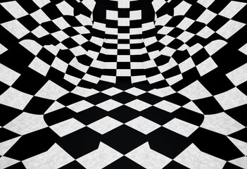 Obraz premium Infinitely repeating chessboard pattern, black and white squares, pixel, grid