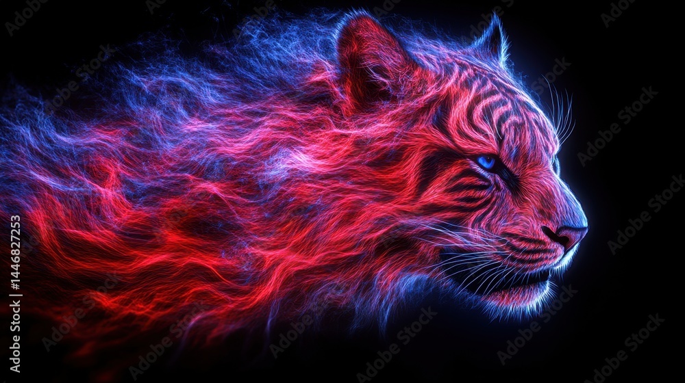 Aufkleber abstract animal design with fiery colors and intricate details creating a dynamic and visually strik