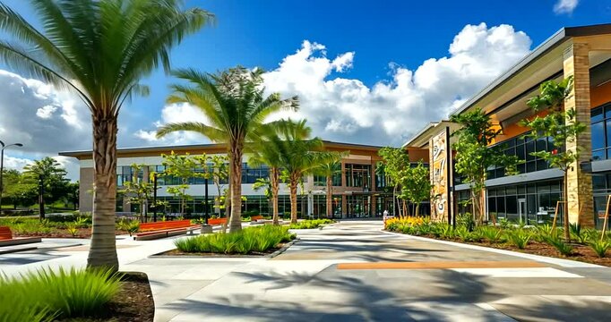 palm trees in the office garden