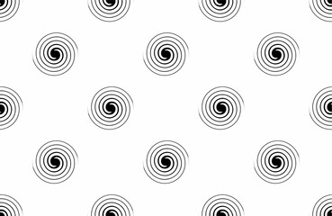 Fototapeta premium white background with black spiral on white background. black and white seamless pattern