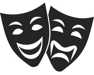 Comedy And Tragedy Masks silhouette vector illustration
