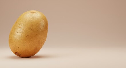 A Single Potato on a Beige Background Studio Shot of a  Russet Potato