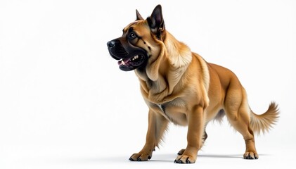 Obraz premium Majestic mastiff, powerful stance, white background, animal, majestic, purebred
