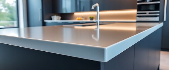 modern kitchen with a stainless steel counter top
