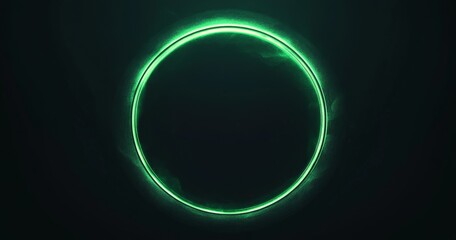 Obraz premium Circular neon green glow, dark background
