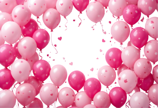 Pink balloons bunch on floor transparent PNG, isolated background cutout. Background copy space, balloon, festive, celebration, party, birthday graphic element 