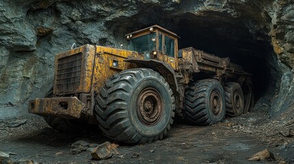 Mining truck inside a tunnel