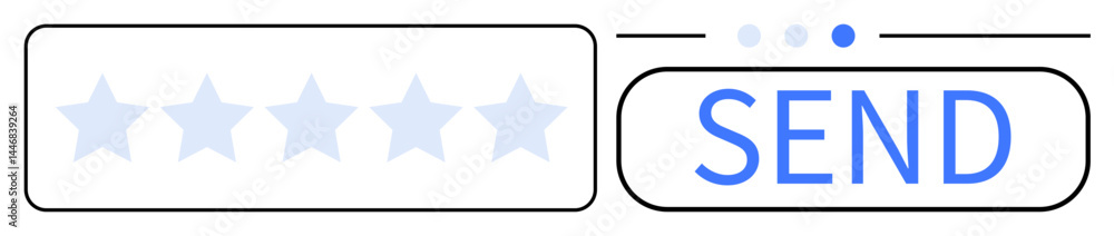 Poster interactive five-star rating scale alongside a highlighted send button. ideal for reviews, feedback,