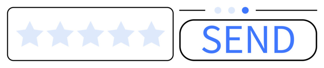 Interactive five-star rating scale alongside a highlighted SEND button. Ideal for reviews, feedback, evaluation systems, surveys, user experience, customer satisfaction, simple landing page