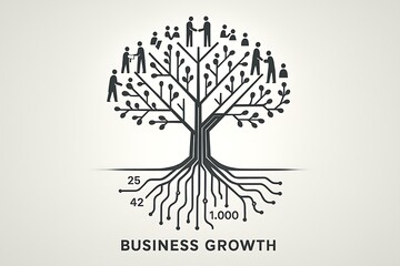 Obraz premium Business Growth Tree with Data Roots