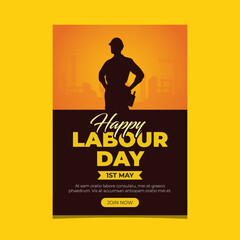 Obraz premium Happy labour day International 2025 poster design vector